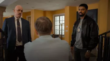 Gucci GG Embossed Leather Bomber Jacket 'Black worn by Isaiah Stiles (Matthew Law) as seen in Nemesis (S01E03)