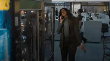Theory Etiennette Blazer worn by Yvette Cruz (Ariana Guerra) as seen in Nemesis (S01E03)