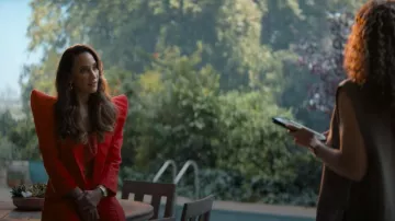 Balmain Chain-strap Silk-crepe Top worn by Charlie (Sophina Brown) as seen in Nemesis (S01E03)