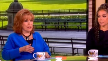 Aqua V-Neck Cardigan worn by Joy Behar as seen in The View on May 21, 2026