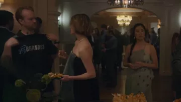 Jil Sander Satin Pleated Strapless Gown worn by Therese Plaehn as seen in Your Friends & Neighbors (S02E05)