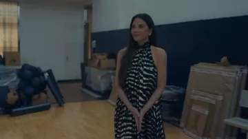 Celine Long Dress In Lame Tiger Slik worn by Sam (Olivia Munn) as seen in Your Friends & Neighbors (S02E05)