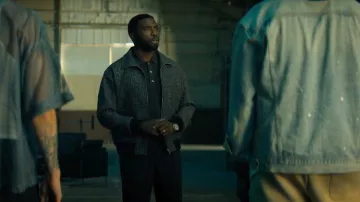 Bottega Veneta Men's Multicolor Fleck Zip Jacket worn by Coltrane Wilder (Y'lan Noel) as seen in Nemesis (S01E04)