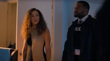By Malene Birger Noto dress worn by Ebony Wilder (Cleopatra Coleman) as seen in Nemesis (S01E05)