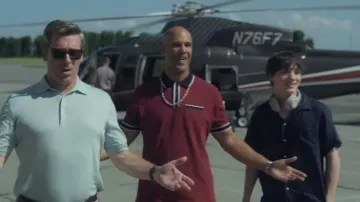 Moncler Burgundy Contrast Trim Polo worn by Nick Brandes (Mark Tallman) as seen in Your Friends & Neighbors (S02E07)