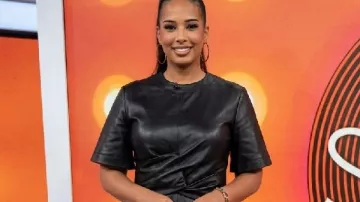 El vestido de cuero negro de Nessa Diab de The Today Show tal como se ve en Today