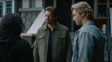 Banana Republic Suede Trucker Jacket worn by Phil Graham (Belmont Cameli) as seen in Off Campus (S01E01)