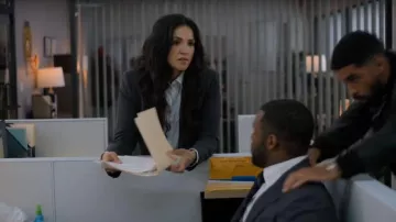 Theory Etiennette Blazer worn by Yvette Cruz (Ariana Guerra) as seen in Nemesis (S01E05)