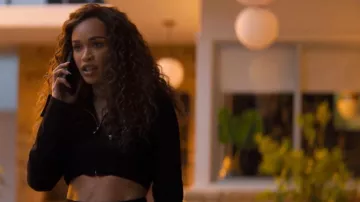 Courrèges Logo-embellished Cropped Jacket worn by Ebony Wilder (Cleopatra Coleman) as seen in Nemesis (S01E06)