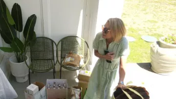 Bottega Veneta Combi 50MM Square Sunglasses worn by Lindsay Hubbard as seen in Summer House (S10E14)