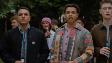 Scotch & Soda Patchwork Mountain Print Overshirt worn by Dexter (Miles Gutierrez-Riley) as seen in Off Campus (S01E05)