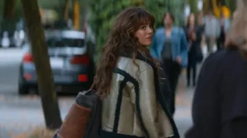 Scotch & Soda Faux-Shearling Vinyl Aviator Jacket worn by Allie Hayes (Mika Abdalla) as seen in Off Campus (S01E05)