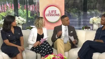 Eliza J Polka Dot Wide Leg Crepe Pants worn by Dylan Dreyer as seen in Today on May 22, 2026