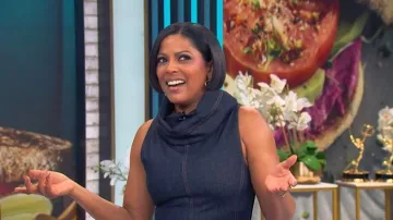 Jacquemus Triangle de-Nîmes Denim turtleneck Midi Dress worn by Tamron Hall as seen in Tamron Hall  Show on  May 21, 2026