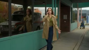 Sezane Scott Trench Coat worn by Maggie Sullivan (Morgan Kohan) as seen in Sullivan's Crossing (S04E05)