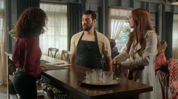 Theory Oaklane Trench Coat in Admiral Crepe worn by Maggie Sullivan (Morgan Kohan) as seen in Sullivan's Crossing (S04E07)
