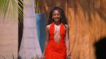 Fashion Nova Ivy Textured Maxi Dress Red worn by Brianna Balram as seen in Perfect Match (S04E08)