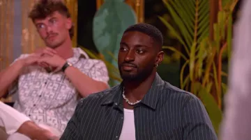 Fashion Nova Cropped Striped Button Up Shirt Black worn by Hashim Moore as seen in Perfect Match (S04E08)