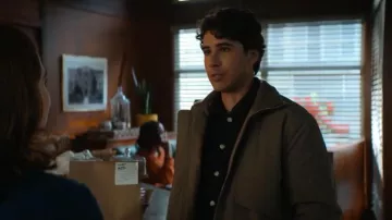 Cos Padded Cotton Flight Jacket in Stone worn by Seam (Riley Davis) as seen in Off Campus (S01E08)