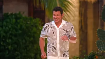 Ted Baker Kyes Short Sleeve Knitted Leaf Regular Fit Button Down Shirt worn by as seen in Perfect Match (S04E08)