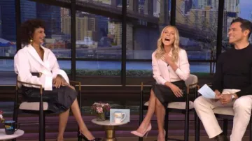 Saint Laurent Lavalliere Plunge Neck Top worn by Poorna Jagannathan as seen in LIVE with Kelly and Mark on May 28, 2026