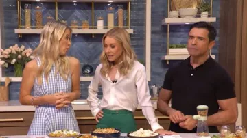 Cinq a Sept Zelda Gingham Belted Denim Midi Dress worn by Wendy Bazilian as seen in LIVE with Kelly and Mark on  May 28, 2026