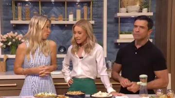 Cinq a Sept Zelda Gingham Belted Denim Midi Dress worn by Wendy Bazilian as seen in LIVE with Kelly and Mark on  May 28, 2026