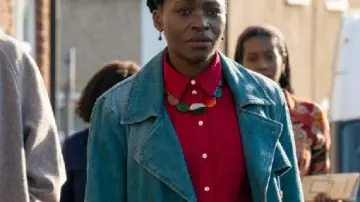 Falling 2026 Denim Trench Coat worn by (Rakie Ayola) as seen in Falling