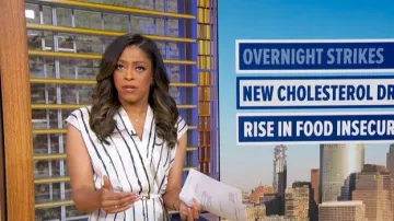 Mango Striped Satin Jumpsuit worn by Morgan Norwood as seen in Good Morning America on May 28, 2026