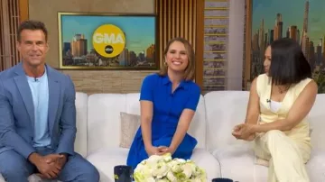 Theory Belted Midi Shirtdress worn by Elizabeth Schulze as seen in Good Morning America on May 29, 2026