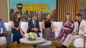 Vestido Cattleya francés que lleva Katie Mangurian visto en Good Morning America el 29 de mayo de 2026