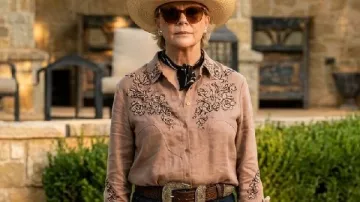 Dutton Ranch S01 Beulah Jackson Floral Western Shirt worn by Beulah Jackson (Annette Bening) as seen in Dutton Ranch (S01)