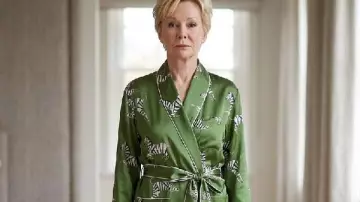 Hacks S05 Jean Smart Zebra Print Robe worn by Deborah Vance (Jean Smart) as seen in Hacks (S05)