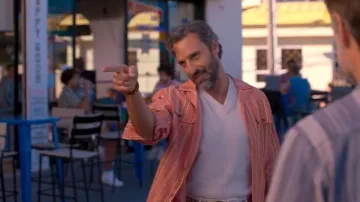 Found Stripe Citrus LS Camp Shirt worn by Claude (Marco Calvani) as seen in The Four Seasons (S02E04)