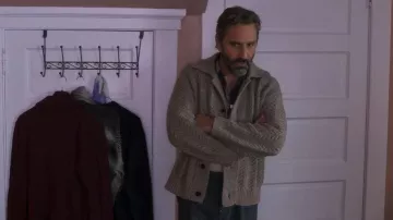 Toast Stone Grey Aran Collared Wool Cardigan worn by (Marco Calvani) as seen in The Four Seasons (S02E05)