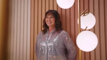 Aquarius Grey Solid Sequin Shirt worn by  Coleen Nolan as seen in Celebs Go Dating (S15E01)