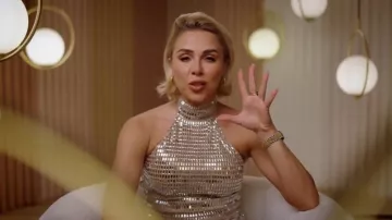 KarenMillen Jersey Halter Top worn by  Gabby Allen as seen in Celebs Go Dating (S15E02)