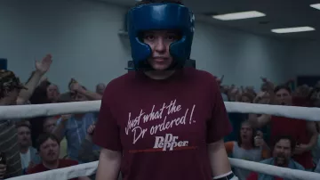 Dr. Pepper Cola T-Shirt worn by Christy Martin (Sydney Sweeney) in Christy