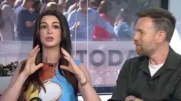 Alemais lenny Embellished Mini Dress worn by Anne Hathaway as seen in Today on  June 1, 2026