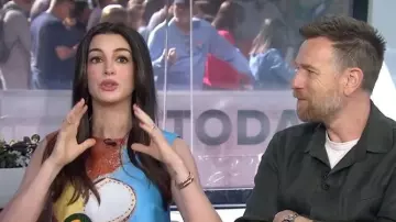 Alemais lenny Embellished Mini Dress worn by Anne Hathaway as seen in Today on  June 1, 2026