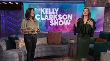 Norma Kamali Ruffled V-neck Top worn by Kelly Clarkson as seen in The Kelly Clarkson Show on  May 28, 2026