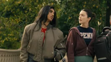 The Frankie Shop Mati Cropped Padded Bomber worn by Abby(Avantika Vandanapu) as seen in Not Suitable for Work (S01E01)
