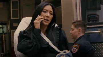Ganni Jacquard Relaxed-Fit Recycled-Polyester-Blend Mini Dress worn by Vanessa Hsu (Constance Wu) as seen in Not Suitable for Work (S01E01)