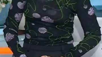 Black Floral Top worn by Savannah Guthrie in Savannah Guthrie Makes Emotional Visit to TODAY Studio