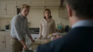 Reiss Neutral Ava Wool-Cashmere Open-Neck Jumper worn by Rosie Hastings (Annabel Mullion) as seen in A Good Girl's Guide to Murder (S02E01)