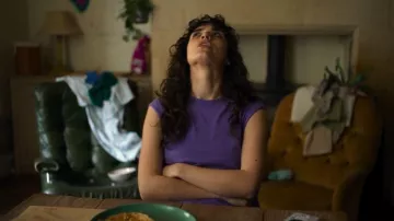 Next Cap Sleeve Fitted Crew Neck T-Shirts worn by Cara Ward (Asha Banks) as seen in A Good Girl's Guide to Murder (S02E02)