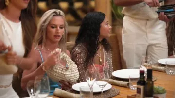 Staud Reef Shell Top Handle Bag worn by Emmy Sharrett as seen in Southern Hospitality (S04E11)