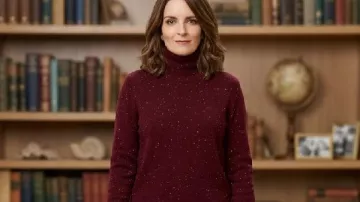 The Four Seasons 2026 Tina Fey Flecked Turtleneck Top worn by Kate (Tina Fey) as seen in The Four Seasons (S02)