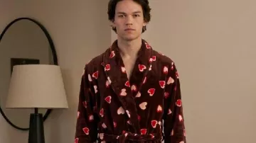 Not Suitable For Work 2026 Jack Martin Heart Printed Robe worn by Josh Teitelbaum (Jack Martin) as seen in Not Suitable for Work (S01E10)