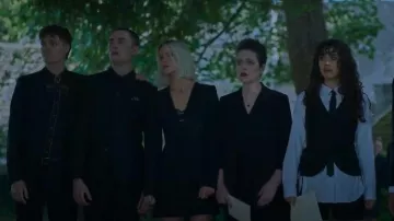 Mango Metallic Dress worn by Jessica Webber (Jessica Webber) as seen in A Good Girl's Guide to Murder (S02E06)